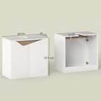 Waschbeckenunterschrank, Badezimmer Unterschrank mit Soft-Close-Türen, Weiß, 60 x 35 x 57,9 cm