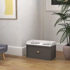 Stainless Steel Raised Dog Bowls, with 21L Storage Drawer for Large Dogs - Grey
