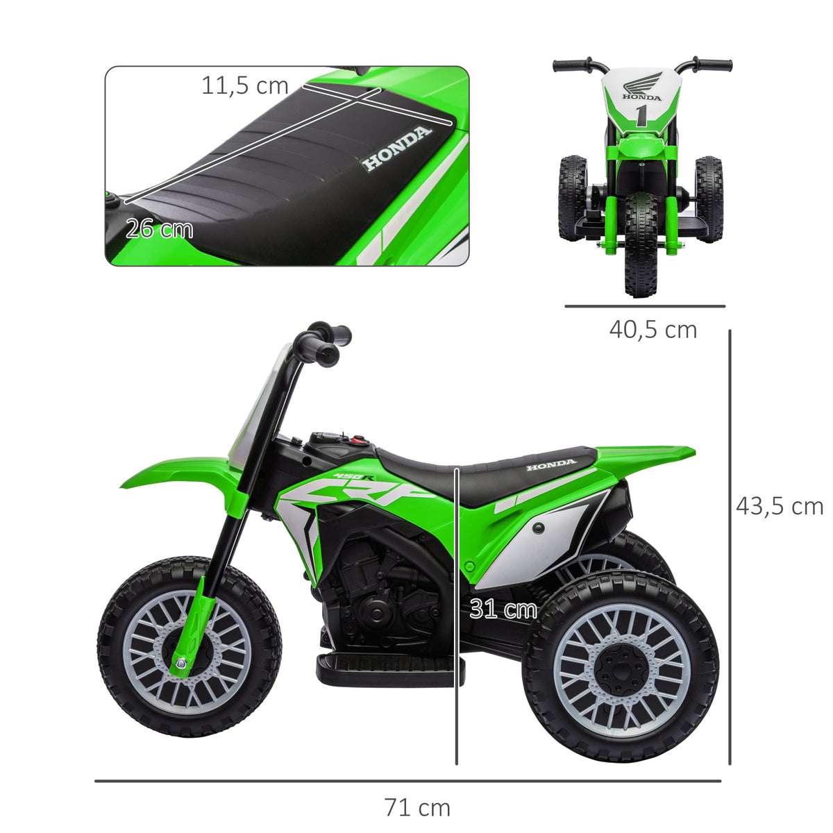 Elektro Kindermotorrad Honda, 3 km/h, Soundeffekte, f¨¹r 18-36 Monate, Gr¨¹n