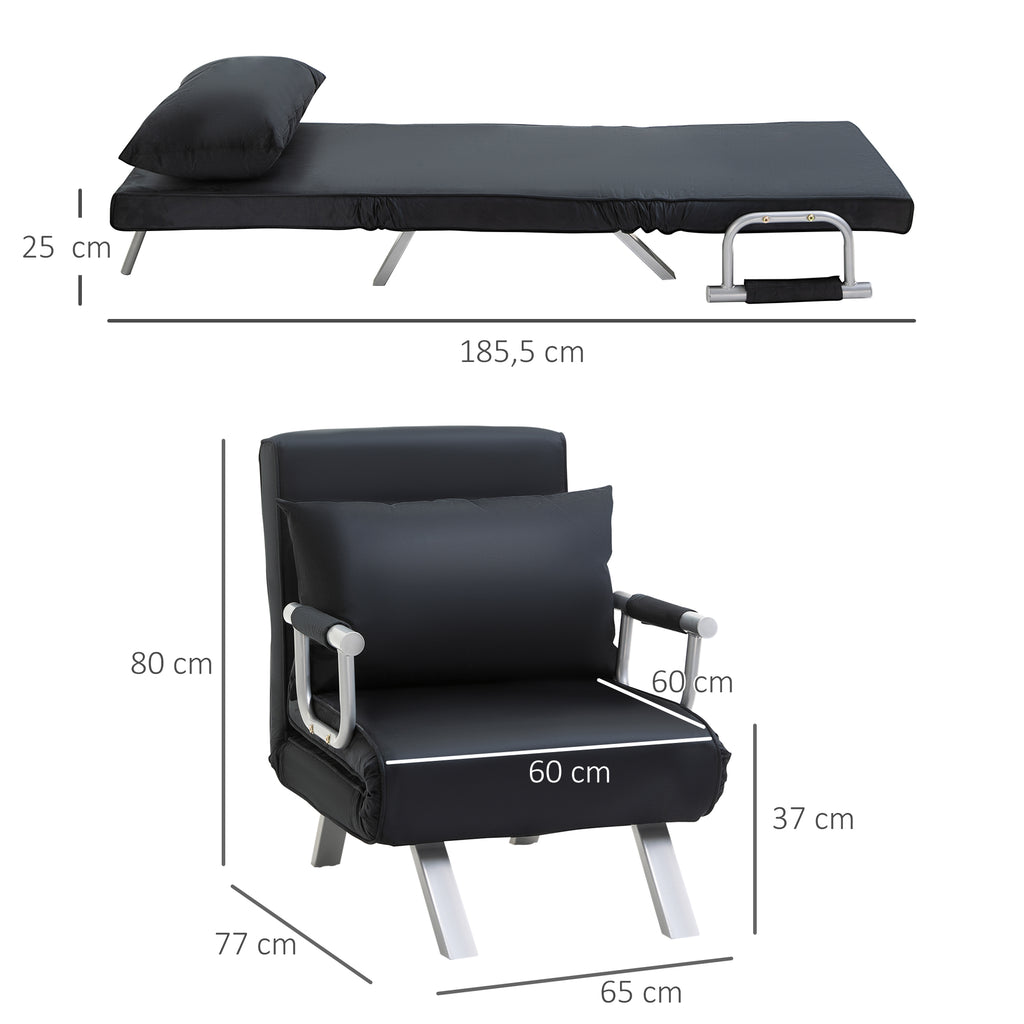 3-in-1 Schlafsofa, G?stebett, Sessel inklusive Kissen, Schwarz