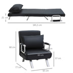3-in-1 Schlafsofa, G?stebett, Sessel inklusive Kissen, Schwarz
