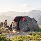 Campingzelt, Wurfzelt für 2 Personen, Vorraum & Schlafbereich, wasserdicht, 426 x 206 x 154 cm, Grau