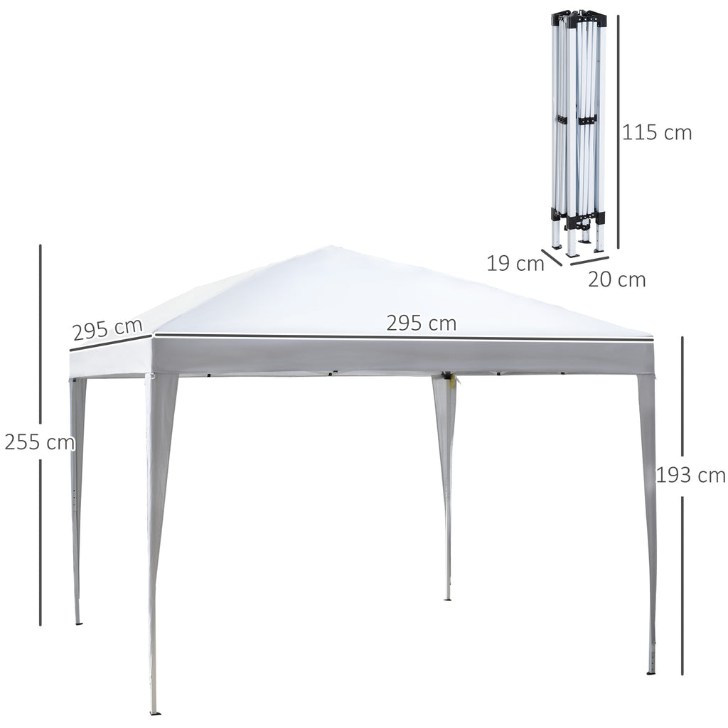 Pavillon, 2,95 x 2,95 m Pop-Up-Faltpavillon, Gartenpavillon, Partyzelt, UV-Schutz, Stahl+Oxfordstoff, Weiß