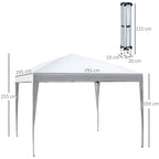 Pavillon, 2,95 x 2,95 m Pop-Up-Faltpavillon, Gartenpavillon, Partyzelt, UV-Schutz, Stahl+Oxfordstoff, Weiß