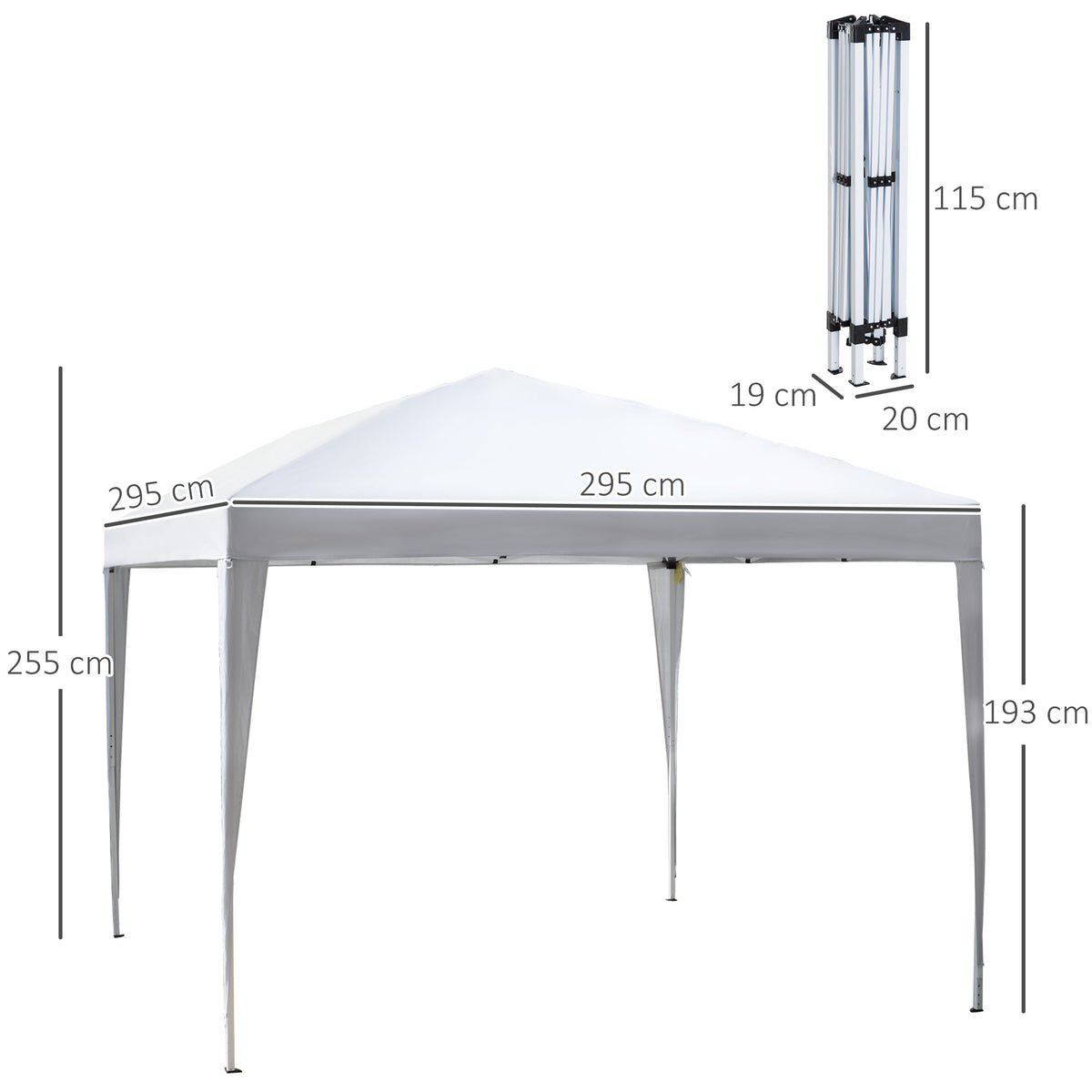 Pavillon, 2,95 x 2,95 m Pop-Up-Faltpavillon, Gartenpavillon, Partyzelt, UV-Schutz, Stahl+Oxfordstoff, Weiß