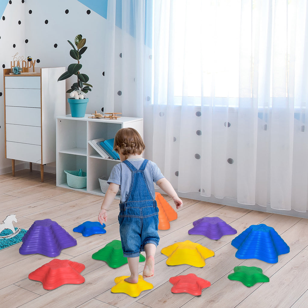  11-Piece Kids Stepping Stones, Starfish Style Non-slip Obstacle Course, Stackable Balance Blocks Garden Toys, Encourage Toddler Sensory Toys Indoor Outdoor - Multicoloured