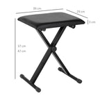Foldable Keyboard Stool Padded Seat X Frame Chair Adjustable Height Piano Bench Black