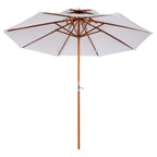 2.7m Elegant Wooden Frame Parasol Umbrella - White