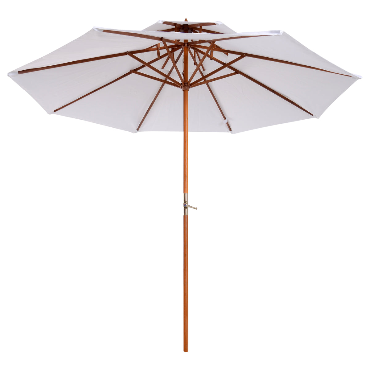 2.7m Elegant Wooden Frame Parasol Umbrella - White