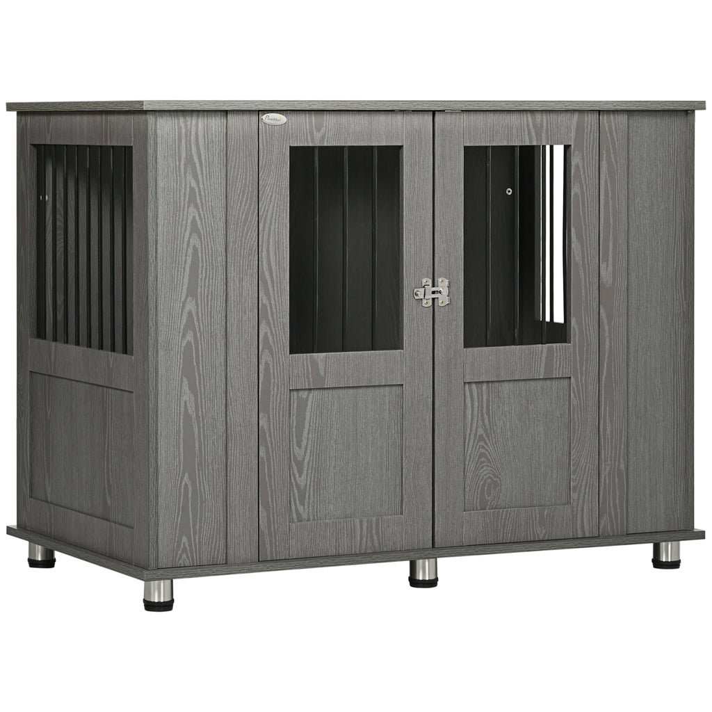 Dog Crate Table for Medium and Large Dogs with Magnetic Door for Indoor Use, 114 x 60 x 82 cm, Grey