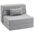 Bodensofa, Polstercouch, in Matratze umwandelbar, Schaumstoff, Kissen, Hellgrau