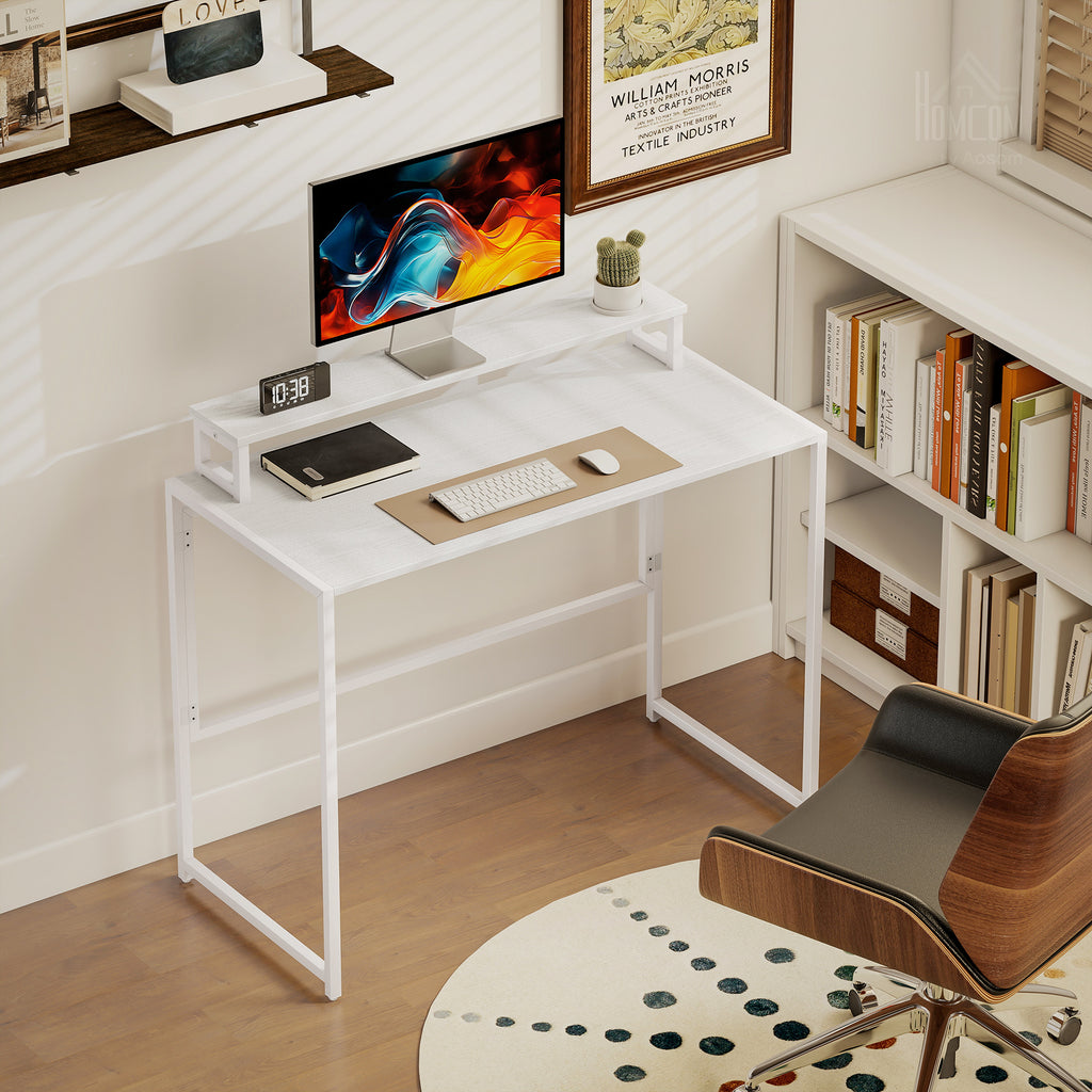 Schreibtisch Klappbar Computertisch mit Monitorhalterung für Arbeitszimmer 100 x 48 x 87,5 cm
