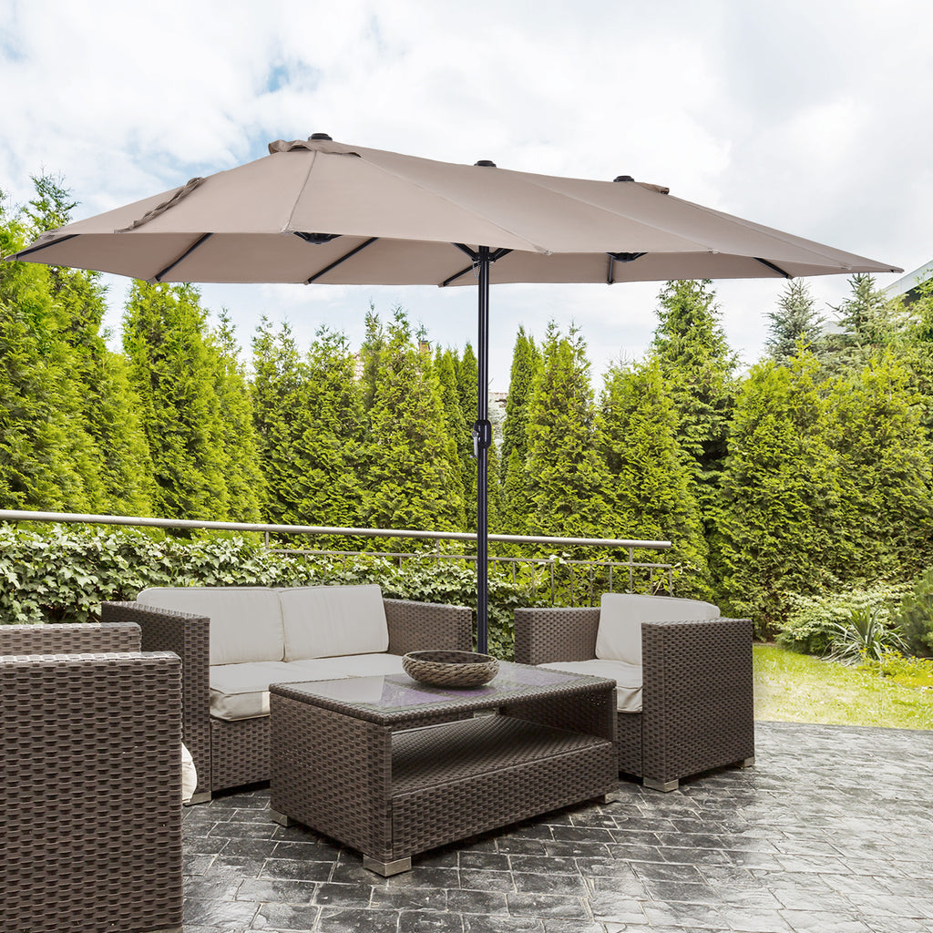 4.6m Double Garden Parasol - Tan