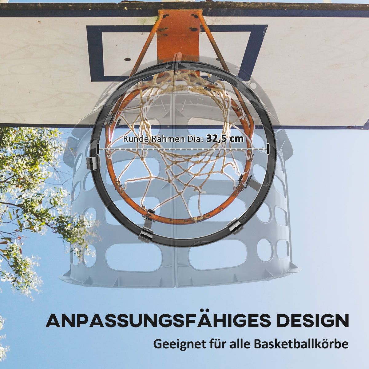 Basketball-Rebounder, höhenverstellbar, 360° drehbar, Kunststoff, 35,6L x 35,6B x 75,5H cm, Schwarz
