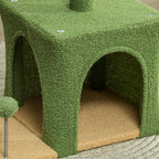 Kratzbaum 98 cm hoch Katzenbaum mit Höhle, Katzenbett Blätter-Design, Jutestämme, 2 Spielbälle für Katzen unter 5 kg