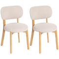 Esszimmerstühle 2er-Set, Küchenstuhl mit breitem Sitz, geschwungener Rückenlehne, für Wohnzimmer, Esszimmer, Creme