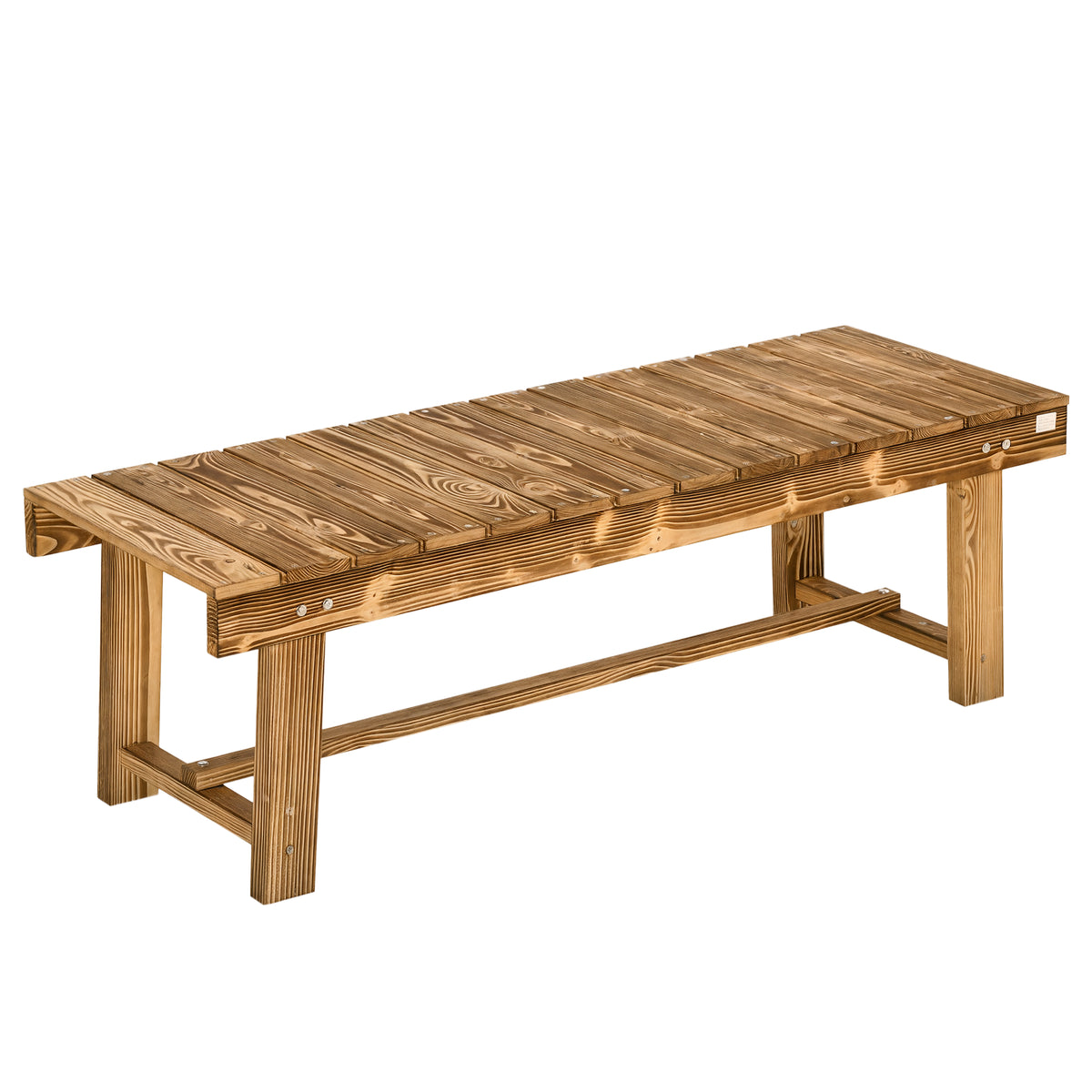 Wooden Garden Bench, 2 Seater Outdoor Bench, Fir Wood Backless Patio Loveseat with Slatted Seat for Park, 110 x 38 x 35 cm, 1 Piece, Carbonised