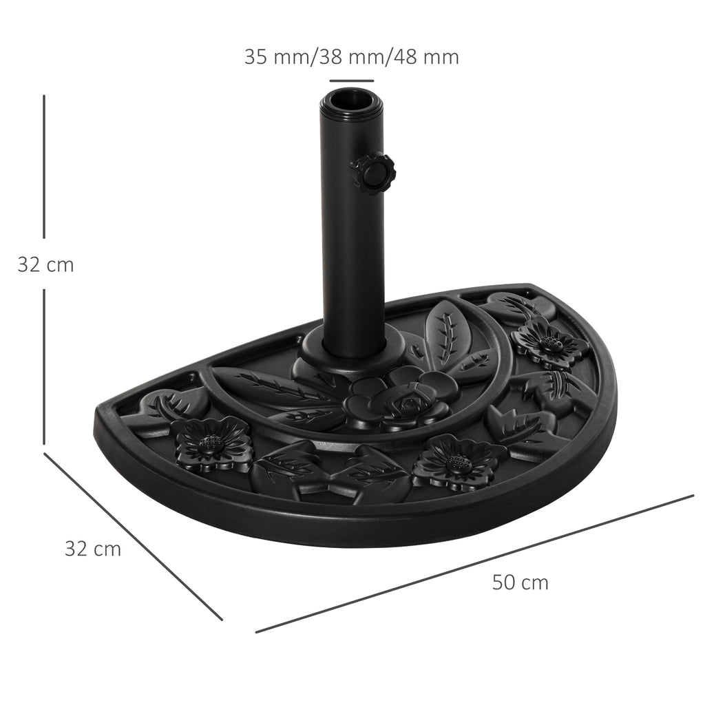 Sonnenschirmständer, halbrund, 9 kg, Blumendesign, HDPE/Zement, für Schirmmasten Ø35/38/48 mm