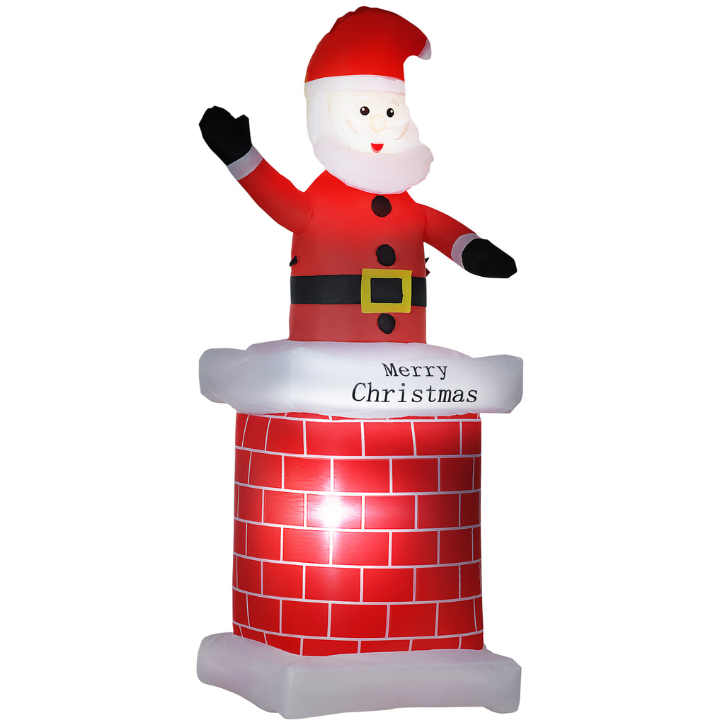 Aufblasbarer Weihnachtsmann mit Schornstein, LED-Beleuchtung, integriertes Gebläse, 80 x 70 x 210 cm
