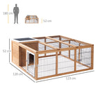 Rabbit Hutch Outdoor, Guinea Pig House, Bunny Run Cage with Openable Top for 1¨C2 Rabbits, 123 x 120 x 52cm, Yellow