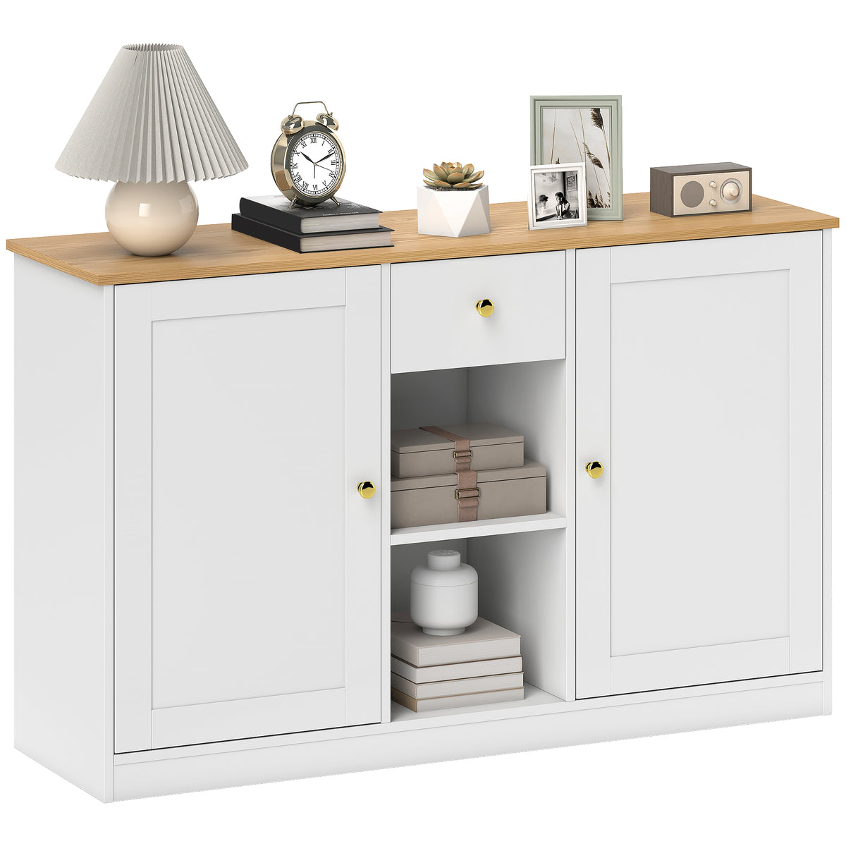 K¨¹chenkommode, Sideboard mit Schublade, Schr?nken, Regalen, Spanplatte, Wei?