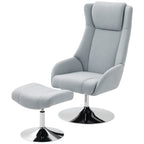 Drehbarer Polsterstuhl mit Fußhocker, zurücklehnbar, Polstersessel mit Armlehnen, für Wohnzimmer, Schlafzimmer, Grau