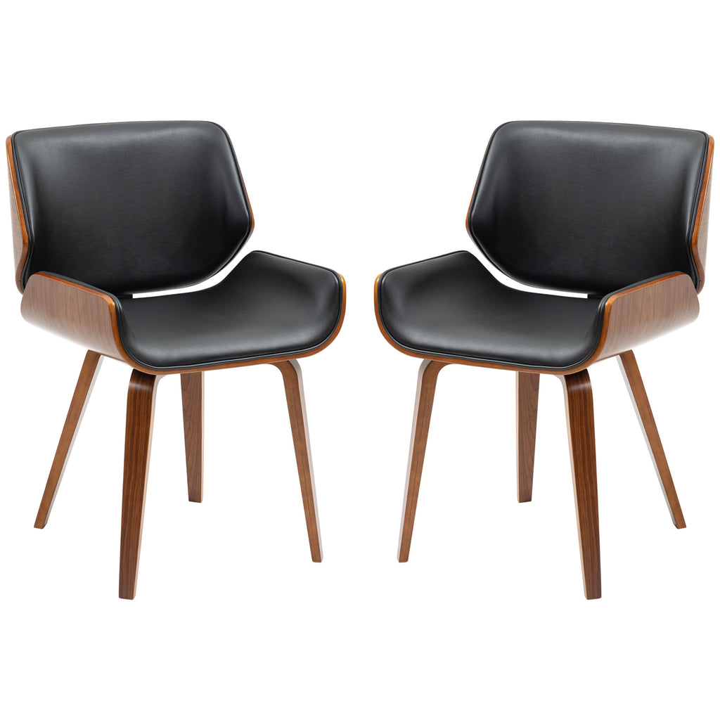 2er-Set Vintage-Esszimmerstühle, Holz, Stoffbezug, Schaumstoff, Schwarz