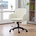B¨¹rostuhl mit Stoffbezug in Schneeflanelloptik, Schminkstuhl mit gew?lbter R¨¹ckenlehne, f¨¹r Schlafzimmer, Beige