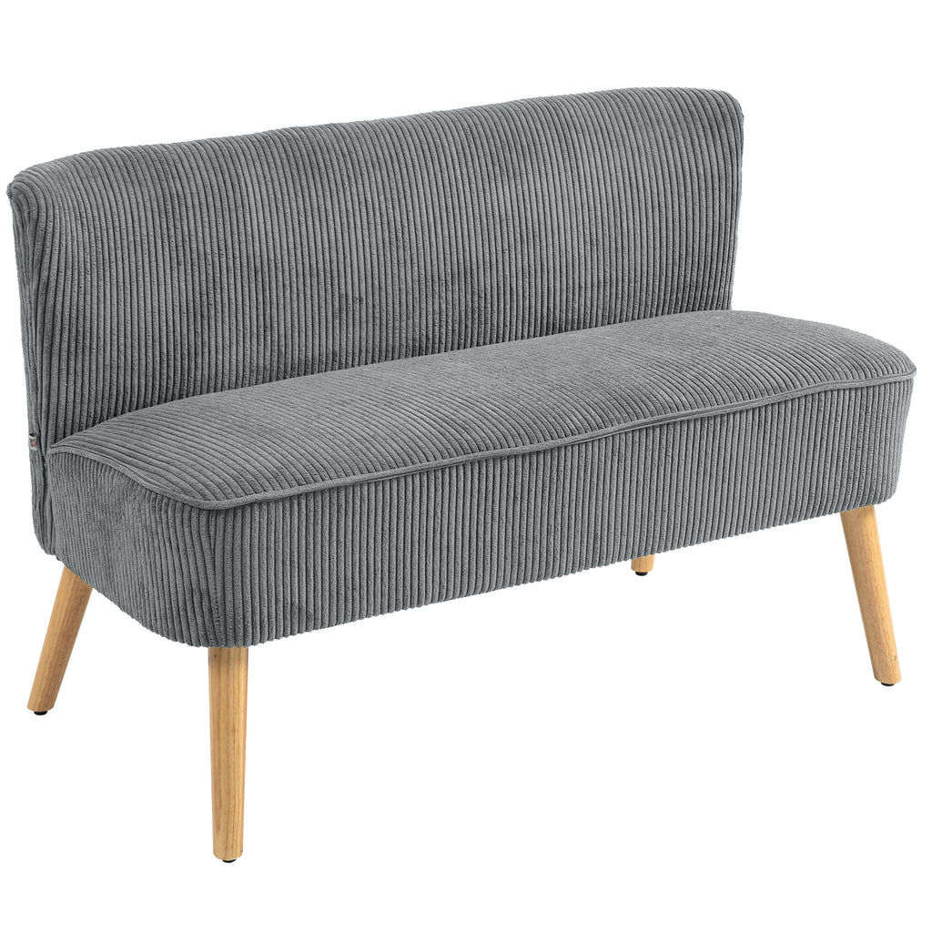 2-Sitzer Polstersofa, Holz, Samtartiges Polyester, Schaumstoff, 117 x 56,5 x 77 cm, Grau