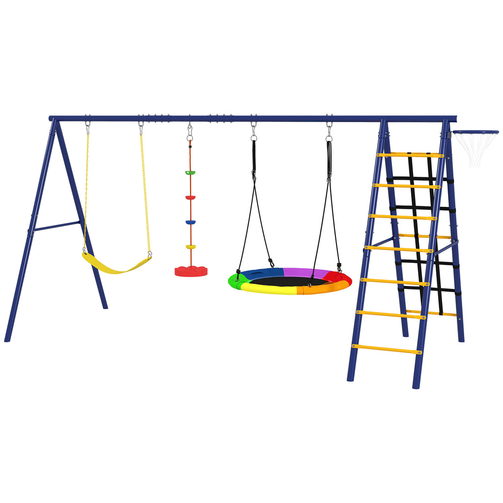 Kinderschaukel-Set, Stahl, 3-8 Jahre, 6-in-1-Design, Bunt