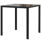Modern Square Dining Table for 2-4 People, with Glass Top & Metal Legs, Black