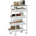 5-Tier Storage Trolley on Wheels - White