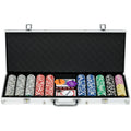500-Piece Poker Chips Set, Poker Set with Mat, Chips, Two Card Decks, Dealer, Five Dices
