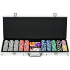 500-Piece Poker Chips Set, Poker Set with Mat, Chips, Two Card Decks, Dealer, Five Dices