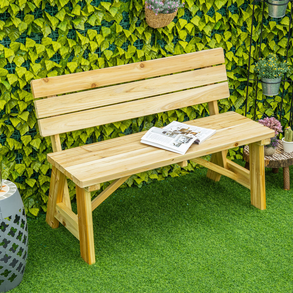 2-Sitzer Gartenbank Holz, wetterfest Sitzbank, UV-Beständig Gartenmöbel mit Rückenlehnen, Parkbank 220kg belastbar, Balkonbank, Holzbank für Balkon Terrasse, Garten, 116 x 56 x 80 cm, Natur