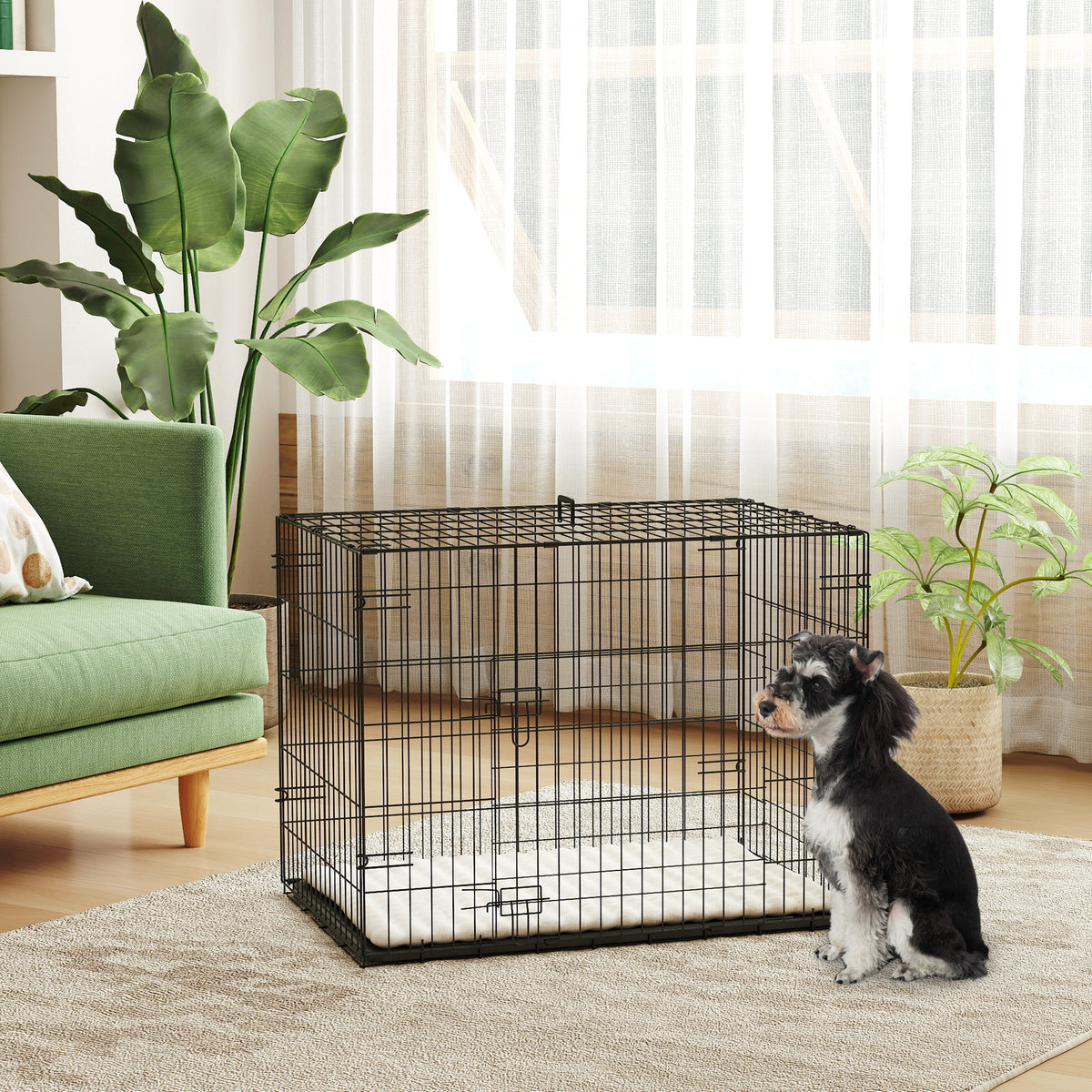 Hundekäfig klappbar für kleine Hunde 75 x 48,5 x 53 cm Schwarz