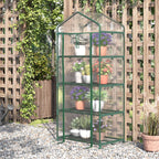 4 Tier Mini Portable Greenhouse Compact Plant Grow Shed Metal Frame PE Cover with Lockable Rolling Wheels, Clear