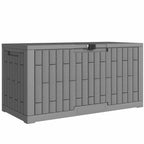 Gartenbox 379 Liter Wasserdicht Abschließbar UV-beständig Auflagenbox mit Holzoptik für Garten 122,5x56x62cm Grau
