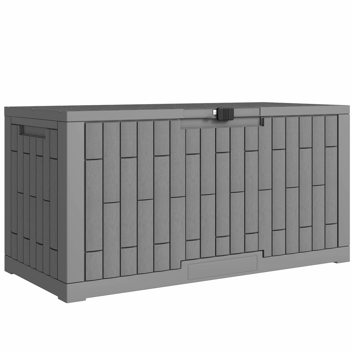 Gartenbox 379 Liter Wasserdicht Abschließbar UV-beständig Auflagenbox mit Holzoptik für Garten 122,5x56x62cm Grau