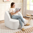 Moderner Sessel mit Fleece-Polsterung, kuscheliger Polstersessel f¨¹r Wohnzimmer, Schlafzimmer, Homeoffice, Cremewei?