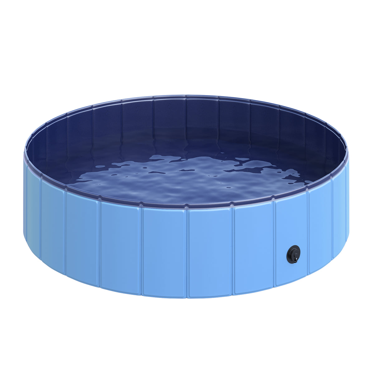 Dog Paddling Pool, Foldable Dog Pool, Leakproof & Hard Plastic, Portable Pet Bathtub with Non-Slip Base & Drainage Hole, for Indoors, Outdoors, Garden, Patio, 120 x 30 cm, Blue
