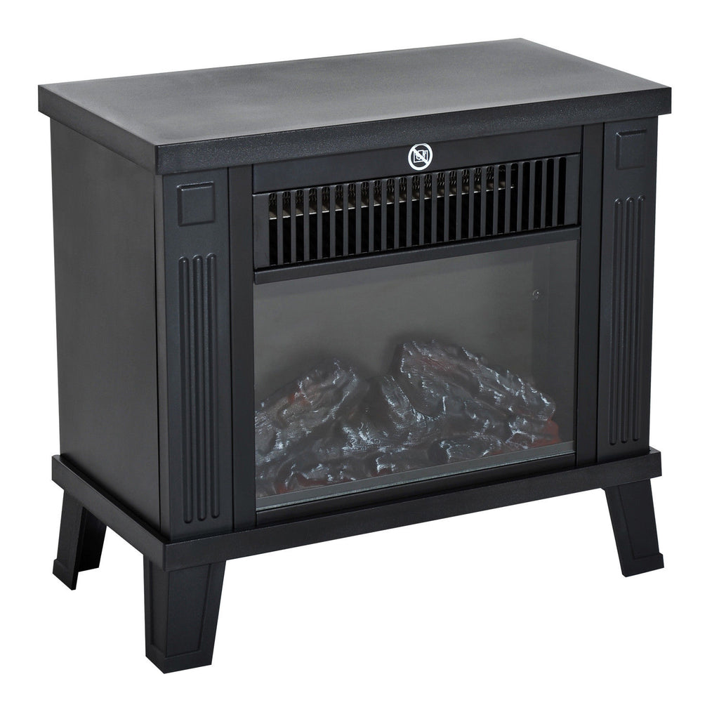 Elektrokamin Elektrischer Kamin Kaminofen Standkamin mit Flammeneffekt 600/1200W, Metall, Schwarz, 34x17x31 cm