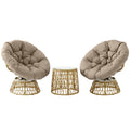 Bistro-Set Balkon-Set Terrassenset, wetterbeständig, abnehmbare Polster, 85 cm x 70 cm x 82 cm, Natur +Hellbraun