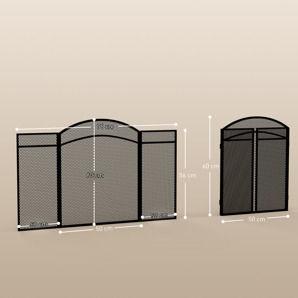 Funkenschutz für Kamine, eleganter Funkenfänger, faltbar, beschichtet, Schwarz, 96 x 60 cm