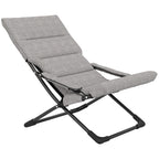  Gartenstuhl aus Metall Klappstuhl mit Auflage abnehmbar wetterfest klappbar Campingstuhl Liegestuhl 120kg Belastbarkeit Sitzmöbel für Garten Terrasse Balkon 66B x 94T x 79H cm Grau