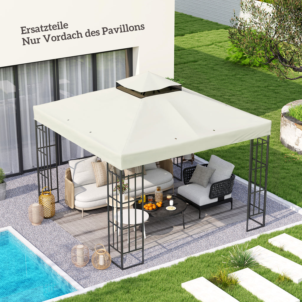 3 x 3 m Ersatzdach für Pavillon, Pavillon-Ersatzplane mit Wasserablauf-Löchern, UPF30+, Sonnenschutz, Hellgrau