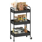 Three-Tier Steel Storage Trolley - Black