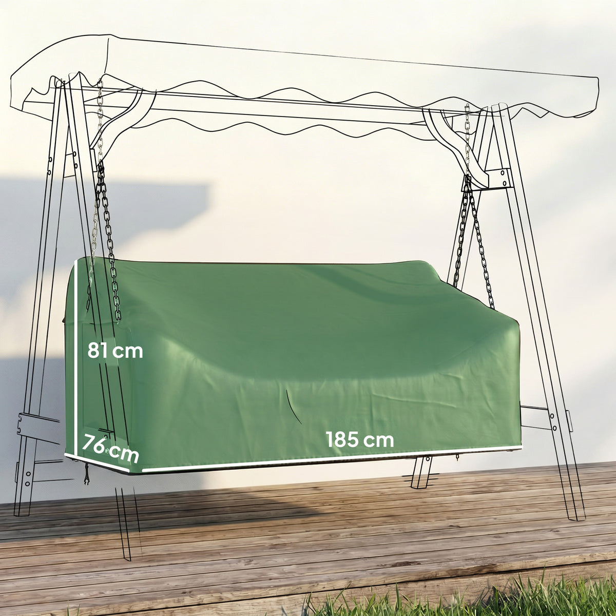 3-Sitzer Gartenschaukel-Abdeckung, wasserdichte Schutzhülle, winddicht und UV-beständig, 420D Oxford-Stoff