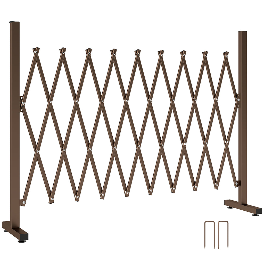 Expanding Trellis Fence, Freestanding Movable Fence, Foldable Garden Screen Panel, 250 x 103.5 cm, Dark Brown