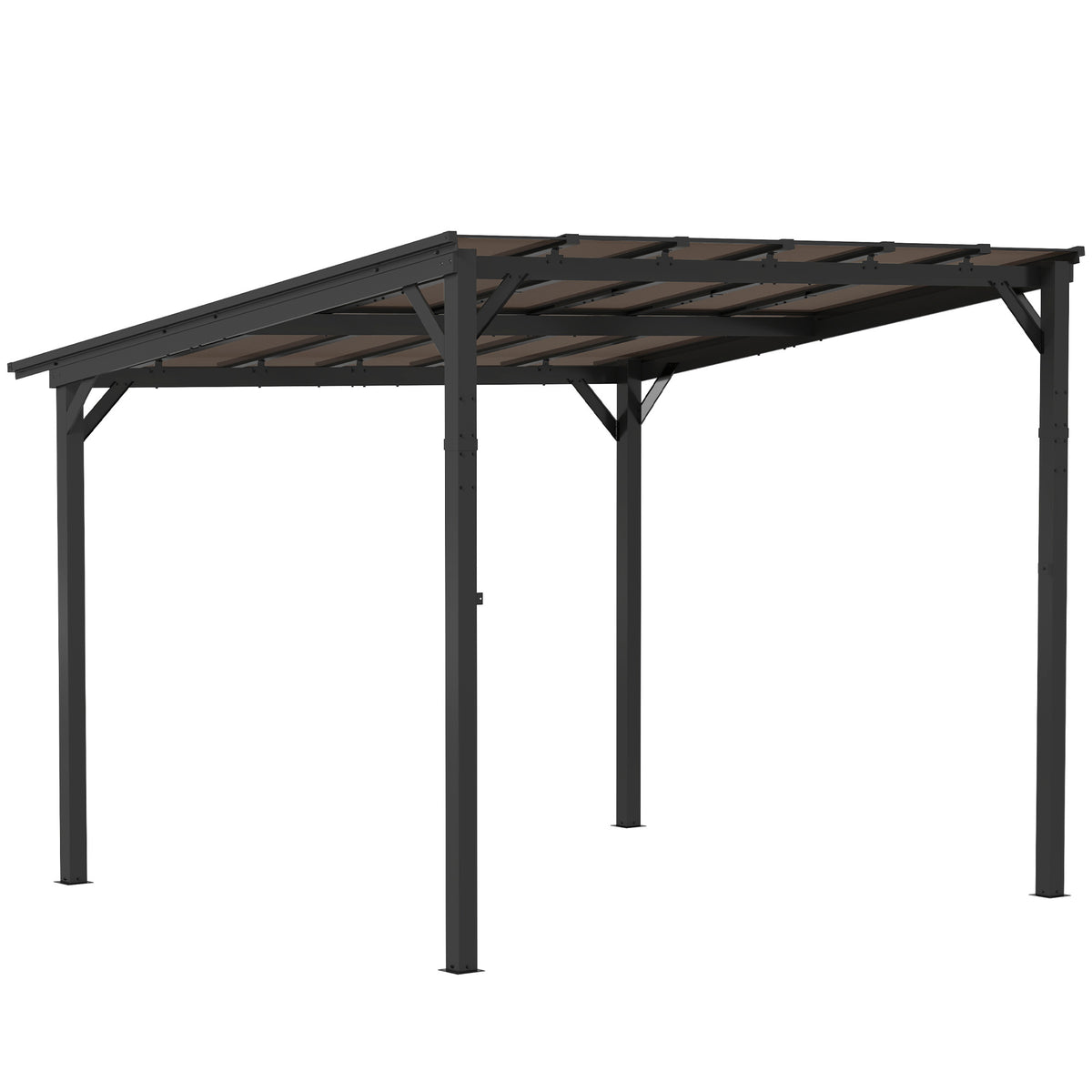 3 x 3 m Metallpergola, Gartenpergola mit wasserfestem Dach, freistehend, windfest, UV-beständig, Dunkelgrau